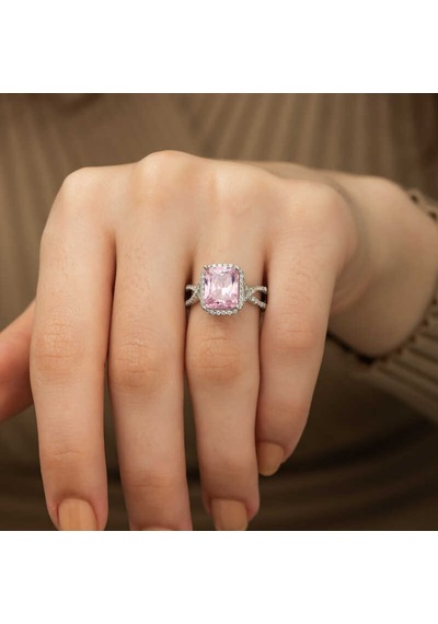 Gümüş Pembe Baget Bayan Yüzük (551179886)