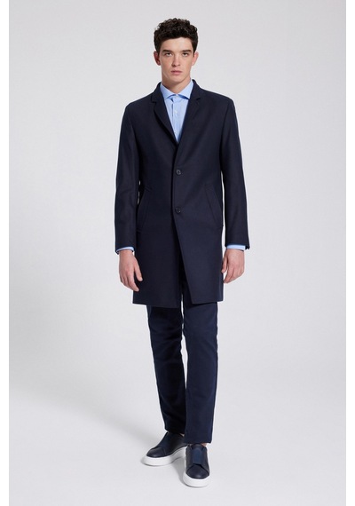 Twn Slim Fit Lacivert Düz Tek Yırtmaçlı Viskonlu Palto 3ef088438751m Lacivert