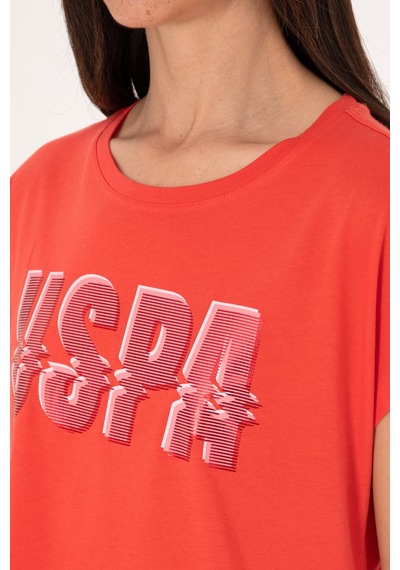 U.S. Polo Assn. Kadın Kırmızı Bisiklet Yaka Tişört 50299764-VR213