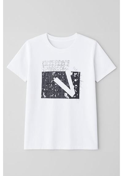 Erkek Rahat Kesim Bisiklet Yaka Baskı Detay T-shirt Çok Renkli