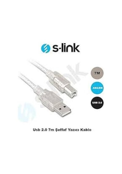 S-Link Sl-U2007 Usb2.0 7M Şeffaf Yazıcı Kablo