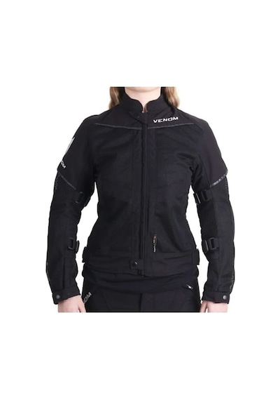 Venom Motosiklet Montu Rock Cordura Kadın Siyah Fileli Motorcu Mont