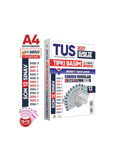 Karakutu Yayınları 2027 TUS Klinik Tıp Bilimleri ÖSYM Çıkmış Soru Tıpkı Basım Son 7 Yıl 12li Deneme Kitapçığı