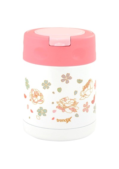 Çelik İçli Termos 350 Ml Pembe Çelik Kaşık İle Tx-6129 Açık Beyaz