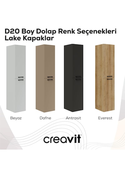 Creavit D20 30 Cm Sola Açılır Boy Dolabı Antrasit Melamin Kapak Antrasit