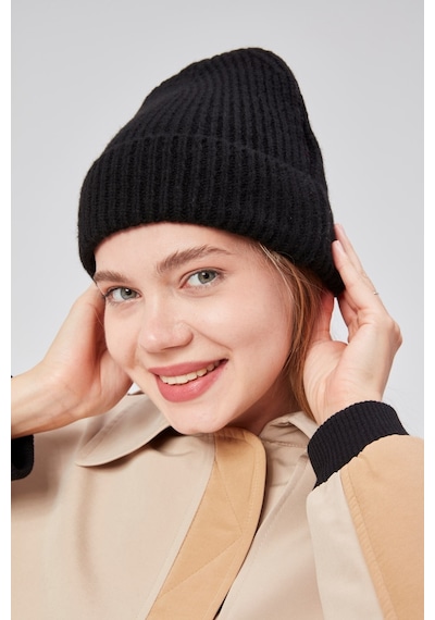 Derikem Basic Şık Standart Lüks Unisex Tiftik Bere Siyah