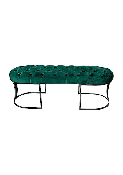 Viego Siyah Bench Puf Yeşil