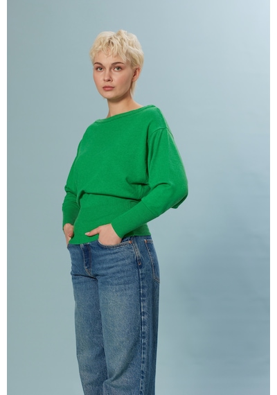 Nisan Kayık Yaka Triko Bluz Benetton