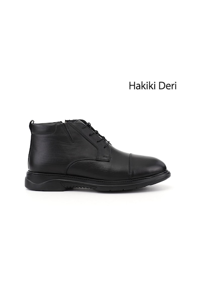 Gönderir Erkek Siyah Bağcıklı Kauçuk Taban Hakiki Deri Klasik Bot Dkmb82242291