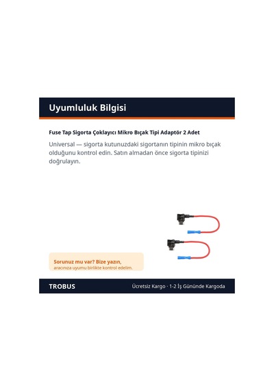 Trobus Fuse Tap Sigorta Çoklayıcı Mikro Bıçak Tipi Adaptör 2 Adet Diğer