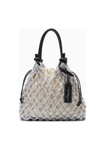3.1 Phillip Lim Pamuk Karışımlı Mini Makrome Çanta, Hafif & El Yapımı Şıklık, Çok Yönlü Kullanım El Çantası Gümüş
