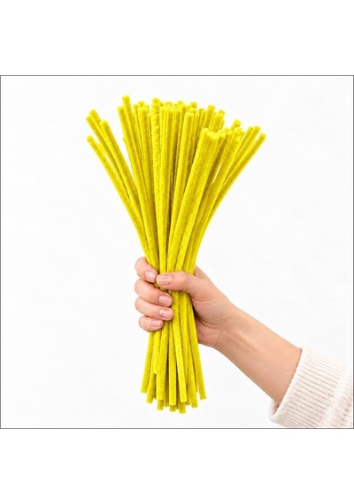 Şönil Çubuk 8 Mm Kalınlık 30 Cm Uzunluk, 100 Adet - Sarı