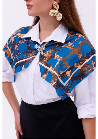 Gece Leoparı Model Fular Bandana Şal Estascarf 70x70 Cm Renkli