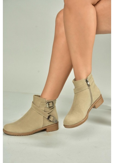 Fox Shoes A726193402 Bej Süet Kadın Bot Bej-süet
