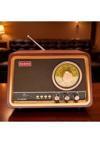 Raiseng R-2099bt Radyo Ahşap Retro Büyük Boy Bluetooth Bağlantılı Usb-tf Şarjlı -- Sencan Sound