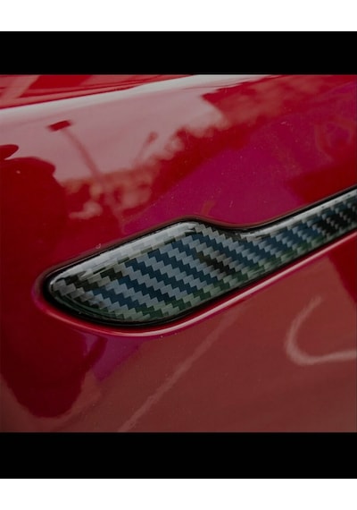 Tesla Juniper Standart 2026+ Uyumlu Kapı Kolu Kaplama Karbon Parlak Karbon Fiber Siyah