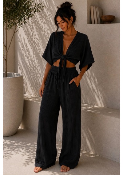 Bbbutikbasic Kadın Müslin Bağlamalı Bolero Bluz Oversize Salaş Yazlık Kimono Hırka My3535 Siyah Bbbutikbasic Kadın Müslin Bağlamalı Bolero Bluz Oversize Salaş Yazlık Kimono Hırka My3535 Siyah