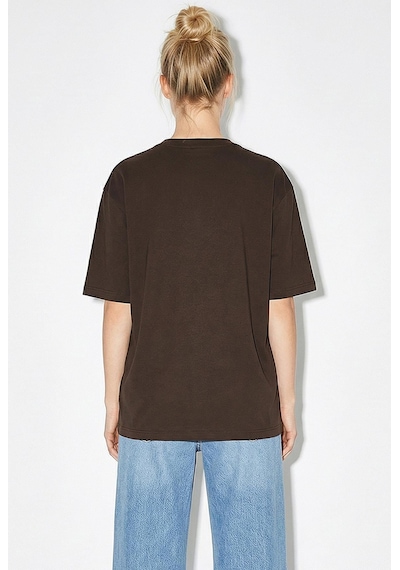 Shade Kadın Köpek Nakışlı Taş İşlemeli Relaxed Fit Pamuk T-shirt 1077 60286067 - Acı Kahve Acı Kahverengi L