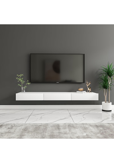 Avalon 3 Kapaklı Duvara Monte Tv Sehpası 140 Cm, Modern Minimal Tasarım, Tv Ünitesi - Beyaz Beyaz Avalon 3 Kapaklı Duvara Monte Tv Sehpası 140 Cm, Modern Minimal Tasarım, Tv Ünitesi - Beyaz Beyaz