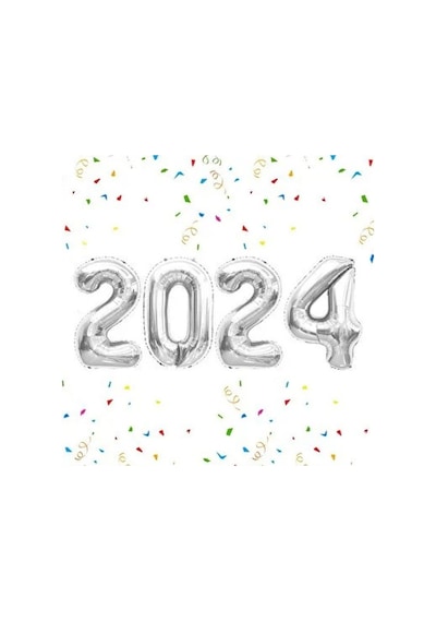 2025 Yılbaşı Süsleme Folo Balon Her Balon 40 Cm Gümüş