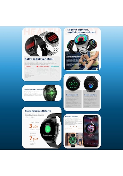Harvox Watch Hx-4 Pro Akıllı Saat Iphone Ve Android Tüm Akıllı Telefonlara Uyumlu 46 Mm Gümüş