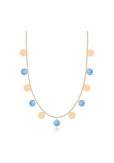 Diamond Line-Gülaylar - Sarı Altın 14 Ayar Firuze Taş Kolye N11.25119