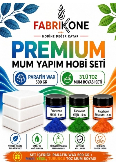Premium Mum Yapım Hobi Seti - Parafin Wax 500 Gr - 3'lü Toz Mum Boyası Seti - Mavi, Yeşil, Turuncu Bkfabpw5003myt Karışık