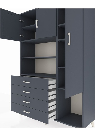 Hyperion Dolap 8 Raflı 4 Çekmeceli 3 Kapaklı 132x44x195 Antrasit-antrasit/antrasit Antrasıt/antrasıt Hyperion Dolap 8 Raflı 4 Çekmeceli 3 Kapaklı 132x44x195 Antrasit-antrasit/antrasit Antrasıt/antrasıt
