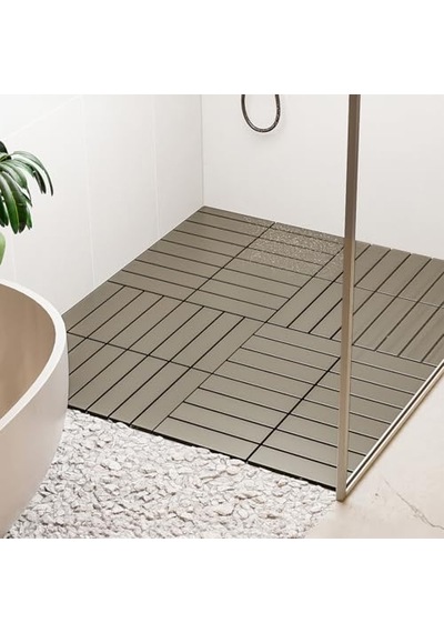 1177 Bahçe Balkon Teras Banyo Paspası 9lu Zemin Karosu Latte Genel