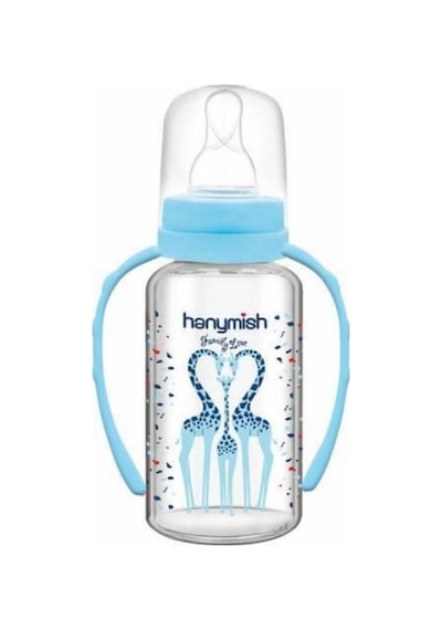 Hanymish Kulplu Cam Biberon Mavi 125 Ml