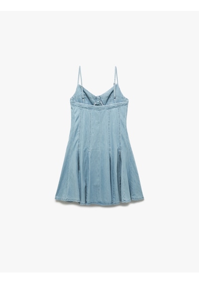 Koton Kalp Yaka İp Askılı Düğmeli Pileli Mini Denim Elbise Açık İndigo 5sal80031md Açık İndigo Koton Kalp Yaka İp Askılı Düğmeli Pileli Mini Denim Elbise Açık İndigo 5sal80031md Açık İndigo