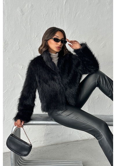 Verymoda Suni Kürk Kadın Mont- F1820 Siyah