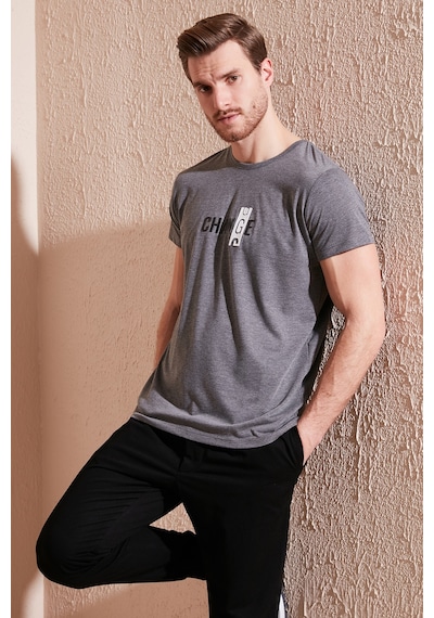 Buratti Pamuklu Slim Fit Bisiklet Yaka Erkek T Shirt 541Change24 Antrasit