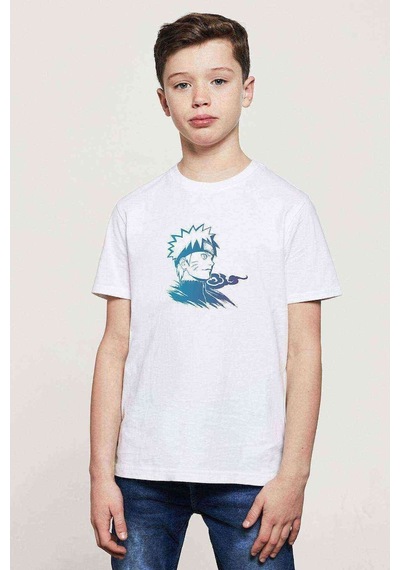 Tshirthane Silhouette Naruto Baskılı Unisex Çocuk Beyaz T-Shirt