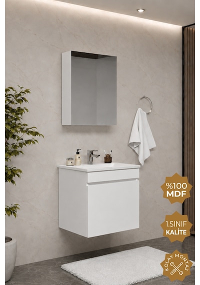 Teta Home Tokyo 55 Cm Mdf Banyo Dolabı Seti Beyaz