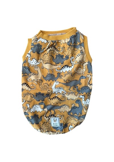Miniş Gri-sarı Dinazor Küçük Irk Köpek Penye T-shirt