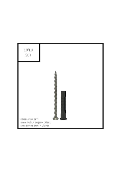Dübel-vida Seti, Tuğla Boşluk Dübeli 8 Mm, 5,0x80 Yhb Sunta Vidası, 10 Adet