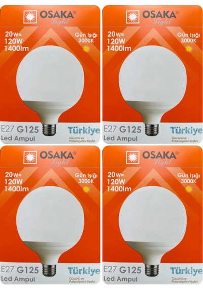 4 Adet 20w 120w 3000k Sarı Işık E27 Duylu Kalın Duy Glop Led Ampul
