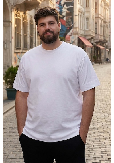 Tommy Life Basic O Yaka Büyük Beden 5li Paket Beyaz Erkek T-shirt 88072