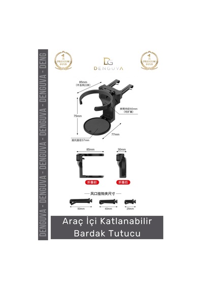 Bardaklık Lüks Araç İçi Aksesuar Şişe Kahve Klima Tutucu Katlanabilir Araba Bardak