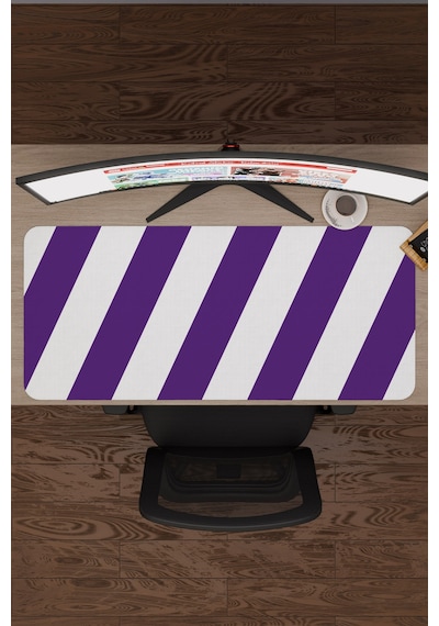 Mor Beyaz 90x40 Xxl Taraftar Gaming Oyuncu Mouse Pad Kaymaz Taban Büyük Klavye Fare Altlığı Şerit