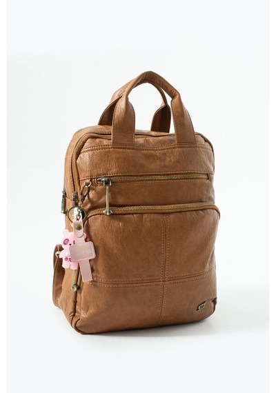 Baginn Vegan Deri Kadın Sırt Çantası Laptop-evrak Sırt Çantası 33 25 Cm Işıklı Charm Hediyeli Taba