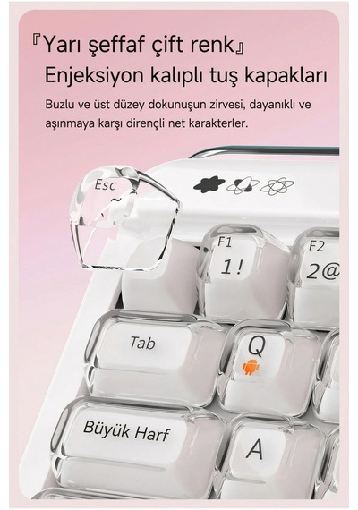 Af68 Kablosuz 3 Modlu Rgb Membran Klavye- Çift Katmanlı Tuş Kapağı-4.000 Mah Batarya