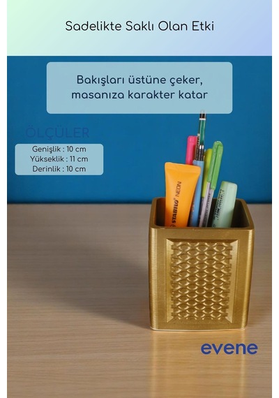 Kalemlik Masa Kalemliği Organizer Kalemlik Altın Renk Model 86 Çok Renkli