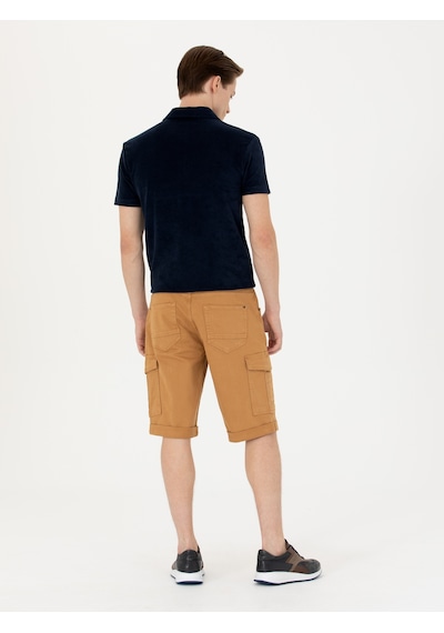 Cacharel Camel Slim Fit Jean Bermuda Şort Kahverengi