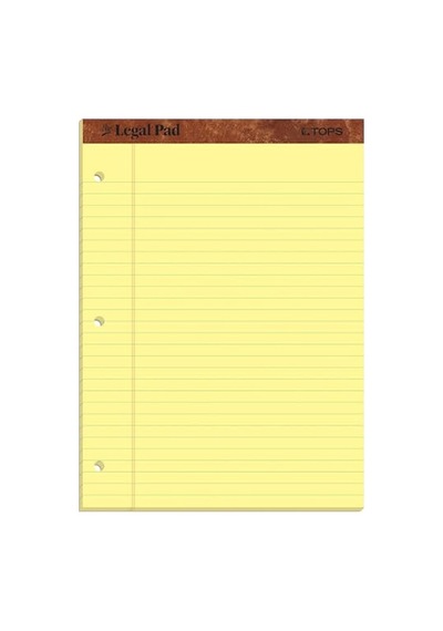Yasal Pad Legal Pad, 8 1/2 X 11 3/10,2 Cm, Delikli, 3-delik Delikli, Kanarienvoegel, Legal/genişlik Rule, 50 Yaprak Pro Blok, 12 Pads Pro Pack 75351