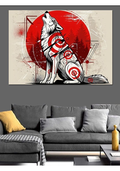 Ahşap Tablo Kurt Ve Güneş Japon Sanatı