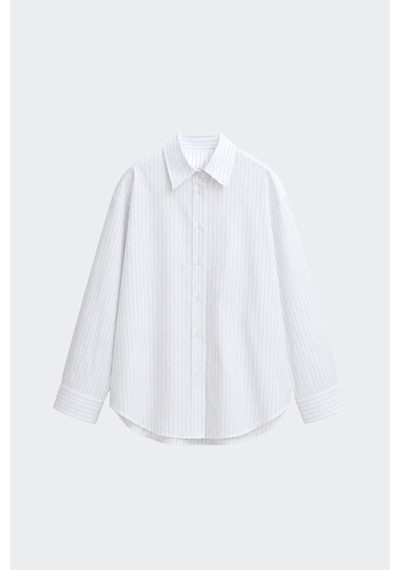 Suud Collection Beyaz Çizgili Page Oversize Gömlek