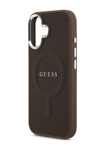 Apple Uyumlu iPhone 17 Kılıf Guess Lisanslı M-safe Özellikli Klasik Yazı Logolu Pu Deri Kapak Kahverengi Kahverengi