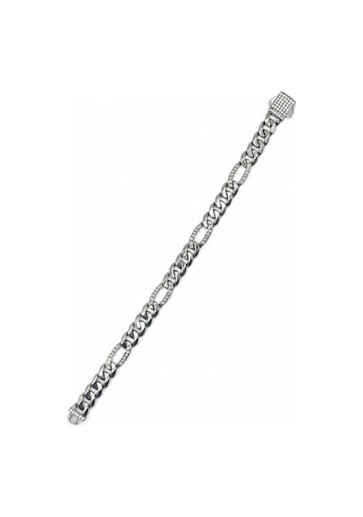 Balenbi Jewelry Kadın Taşlı Oval Halka Detaylı Gümüş Renk Kararmaz Çelik Zincir Bileklik 1103